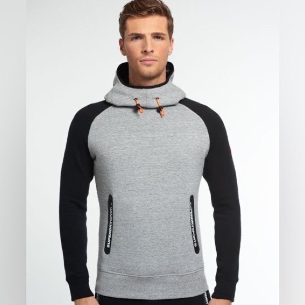 SuperDry Sport Hoodie | Grey + Black Unisex